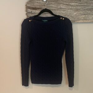 Lauren Ralph Lauren Midnight Blue Sweater with Gold Accents